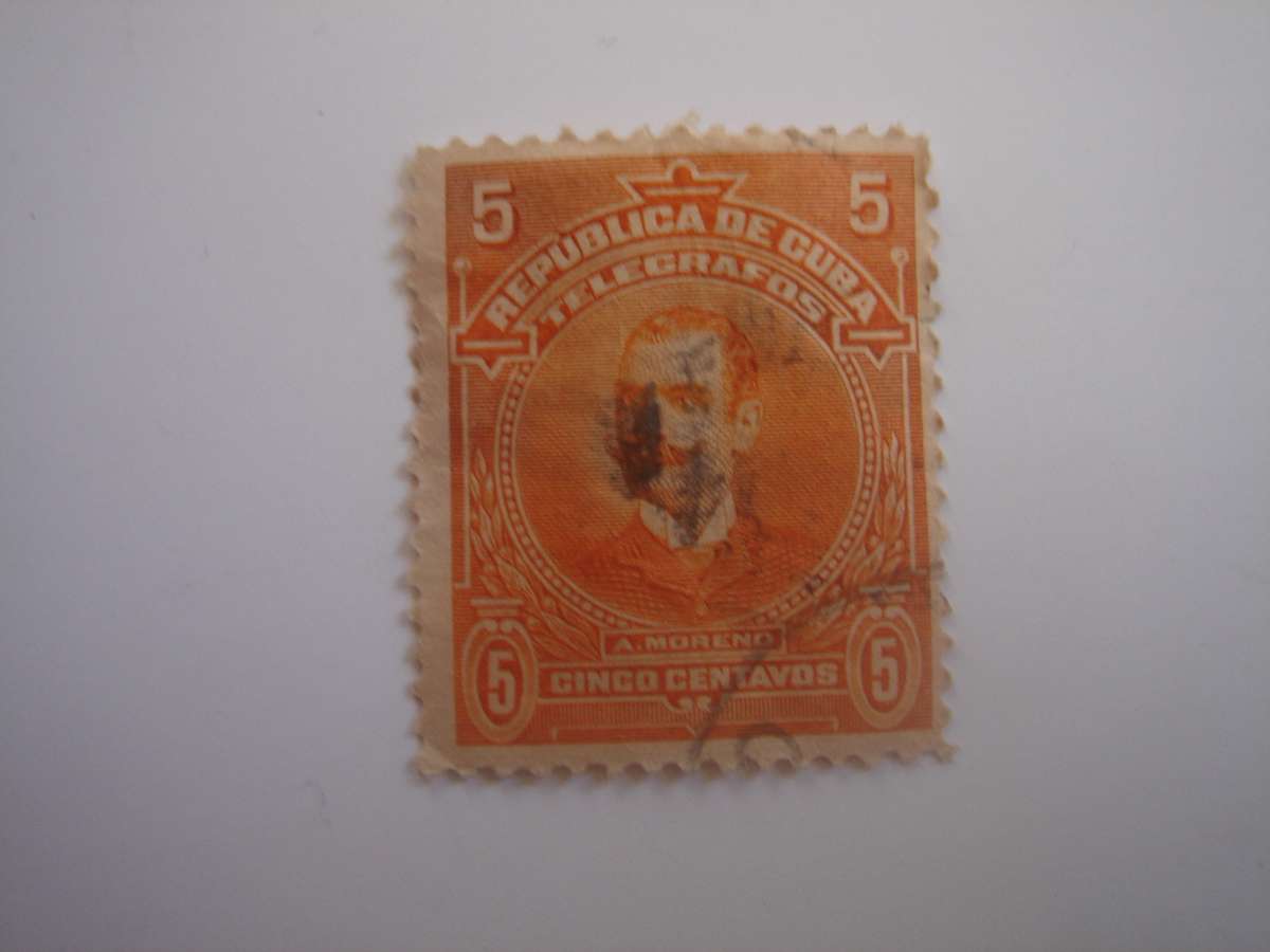 1910 Cuba Telegrafos - A. Moreno 5 C used, stamped