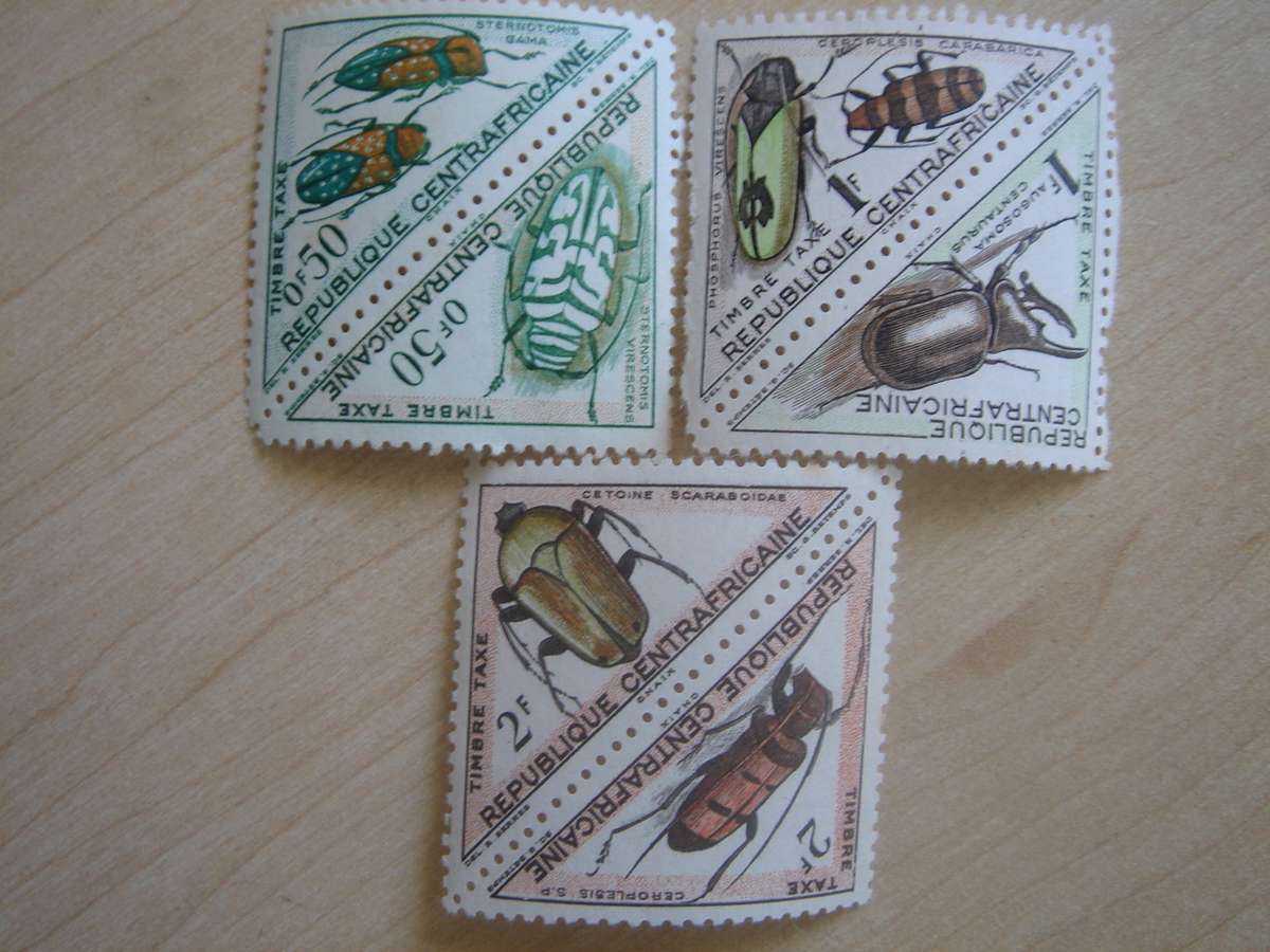 1962 Central African Republic - Beetles SG D33-38 unused, hinged