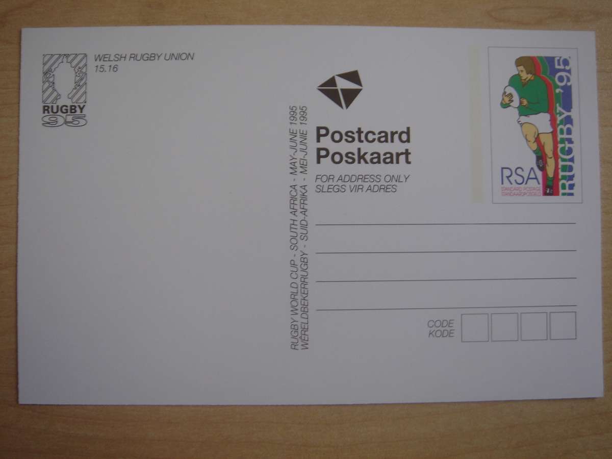 1995 RSA - Rugby World Cup Teams - 16 unused postcards