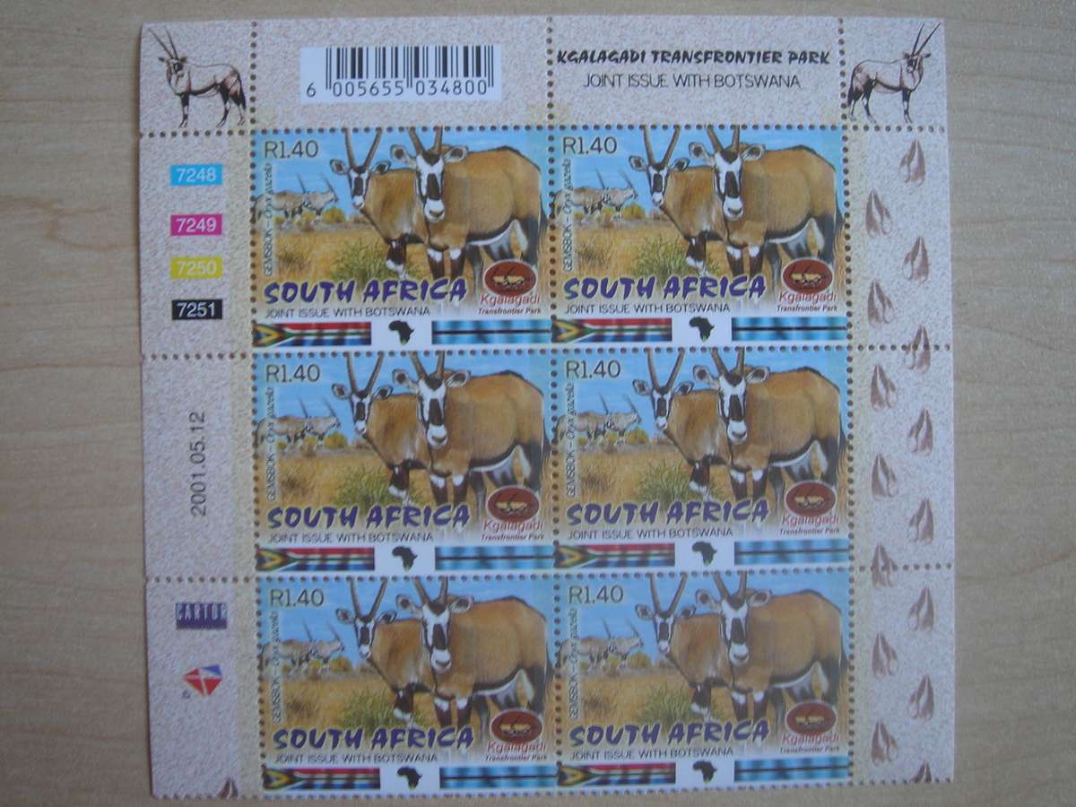 2001 RSA - BW Joint Issue - Block of 6 x R 1.40 MNH