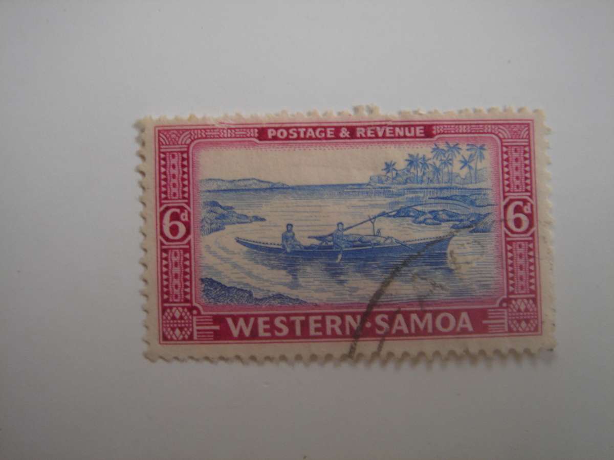 1952 Western Samoa - Fishing Canoe - SG224 used, stamped