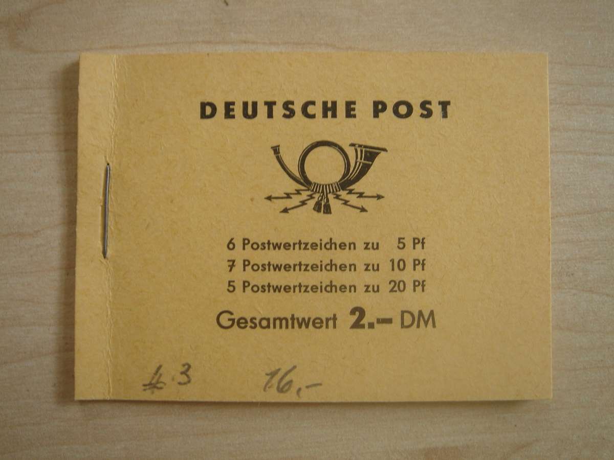 1961 DDR MiNr 577 (x6), 580 (x5), 704 (x7) in MH-MiNr 3 b MNH