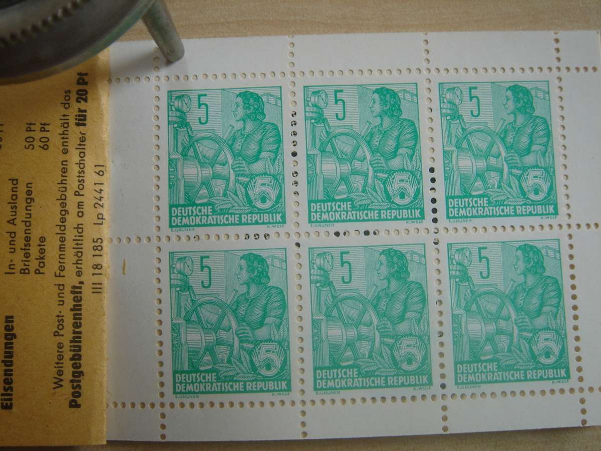 1961 DDR MiNr 577 (x6), 580 (x5), 704 (x7) in MH-MiNr 3 b MNH
