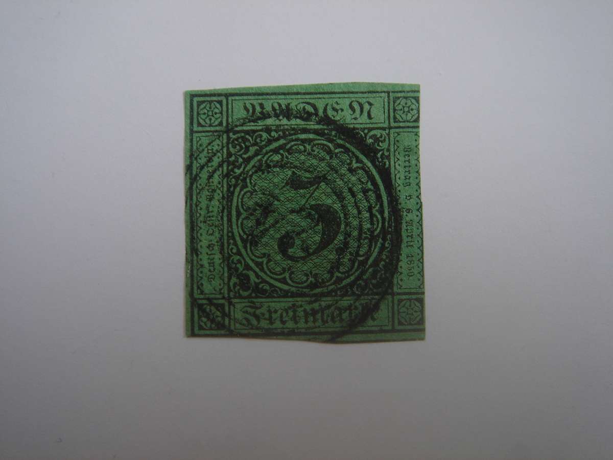 1853 Baden - Numerals 3 Kr - MiNr 6 used, stamped