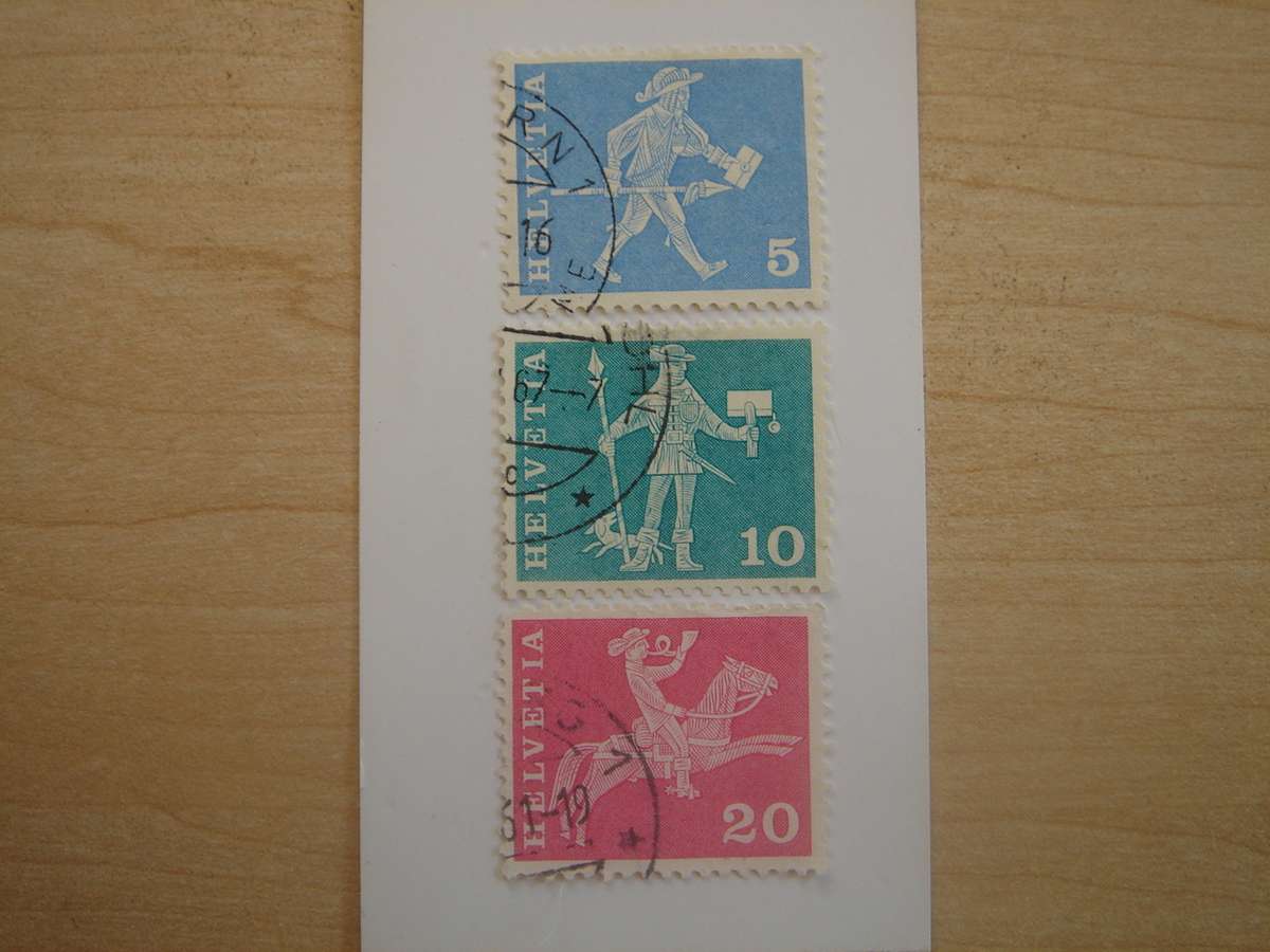 1960 Helvetia - Postal History - 5, 10, 20 used, stamped
