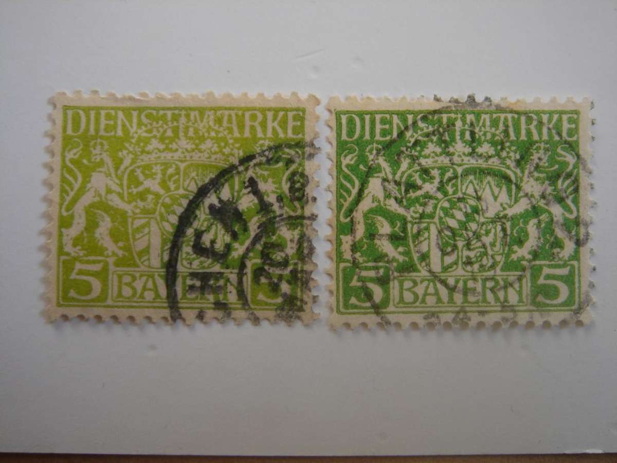 1916 Bayern - Dienstmarke MiNr 17 used, stamped (different color tones)