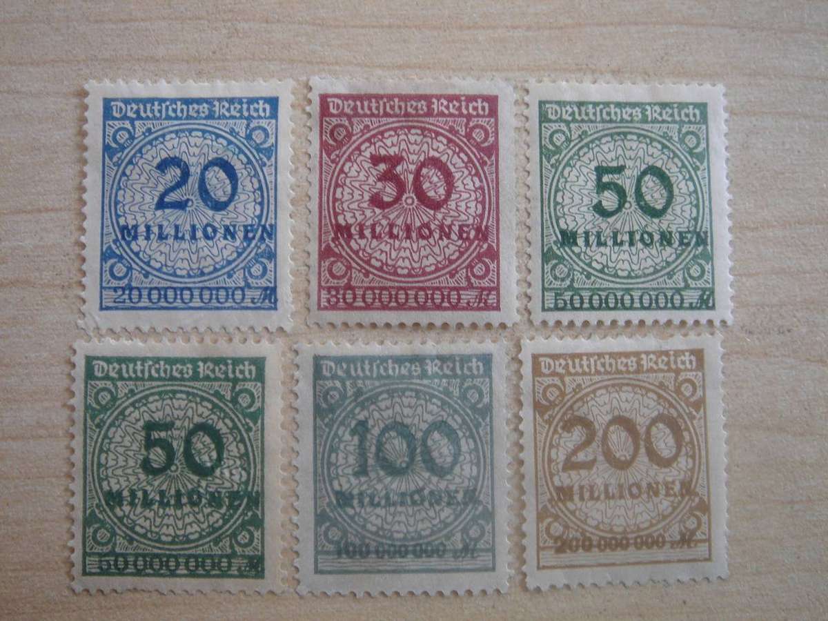 1923 Deutsches Reich MiNr 319-323 A P unused, hinged