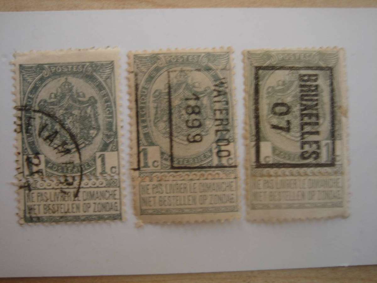 1893 Belgium - Numerals - 3 x SG78 a used, stamped