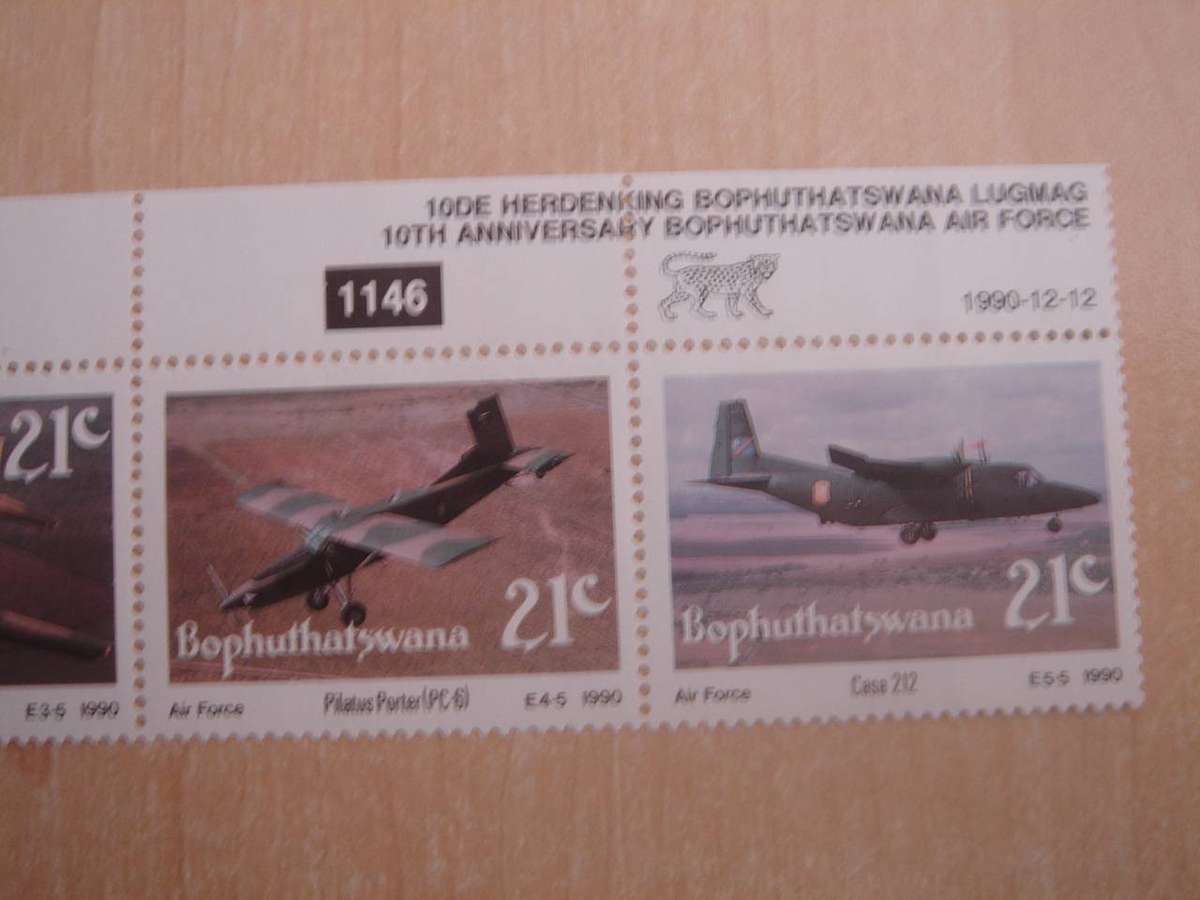 1990 Bophuthatswana - Air Force - Strip of 5 stamps MNH