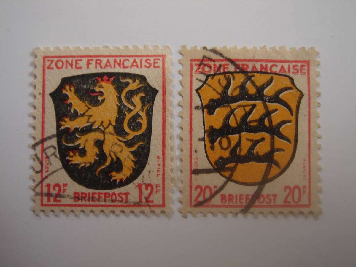 1946 French Occupation Zone - MiNr 6,8 a used, stamped