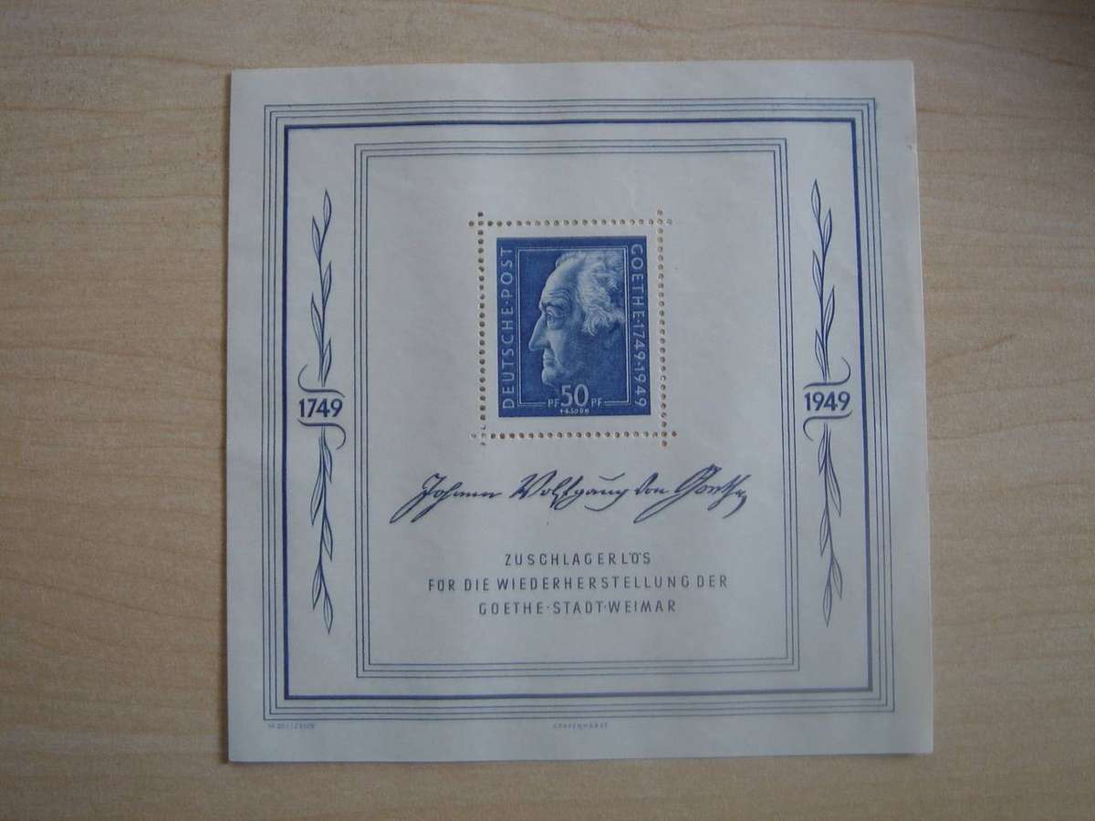 1949 SBZ - Soviet Occupation Goethe Block 6 MiNr 239 MNH