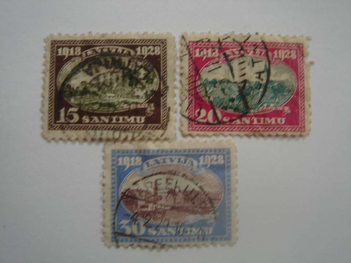 1928 Latvia - Independence Anniversary SG159-161 used, stamped