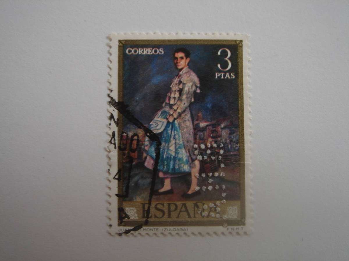 1971 Spain - Stamp Day SG2081 used, stamped with perfins 'B.H.A.'