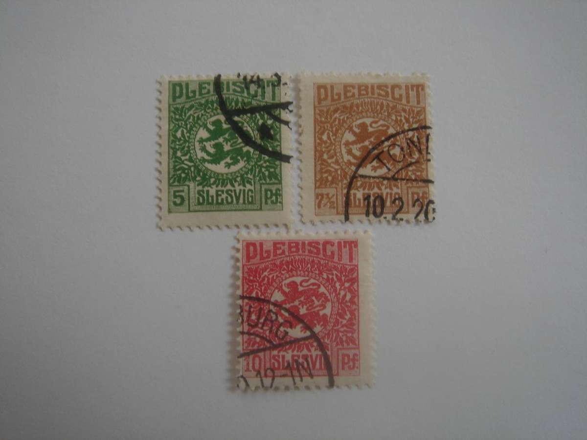 1920 Abstimmungsgebiet Schleswig MiNr 2-4 used, stamped