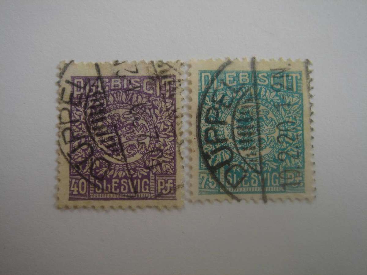 1920 Abstimmungsgebiet Schleswig MiNr 9-10 used, stamped