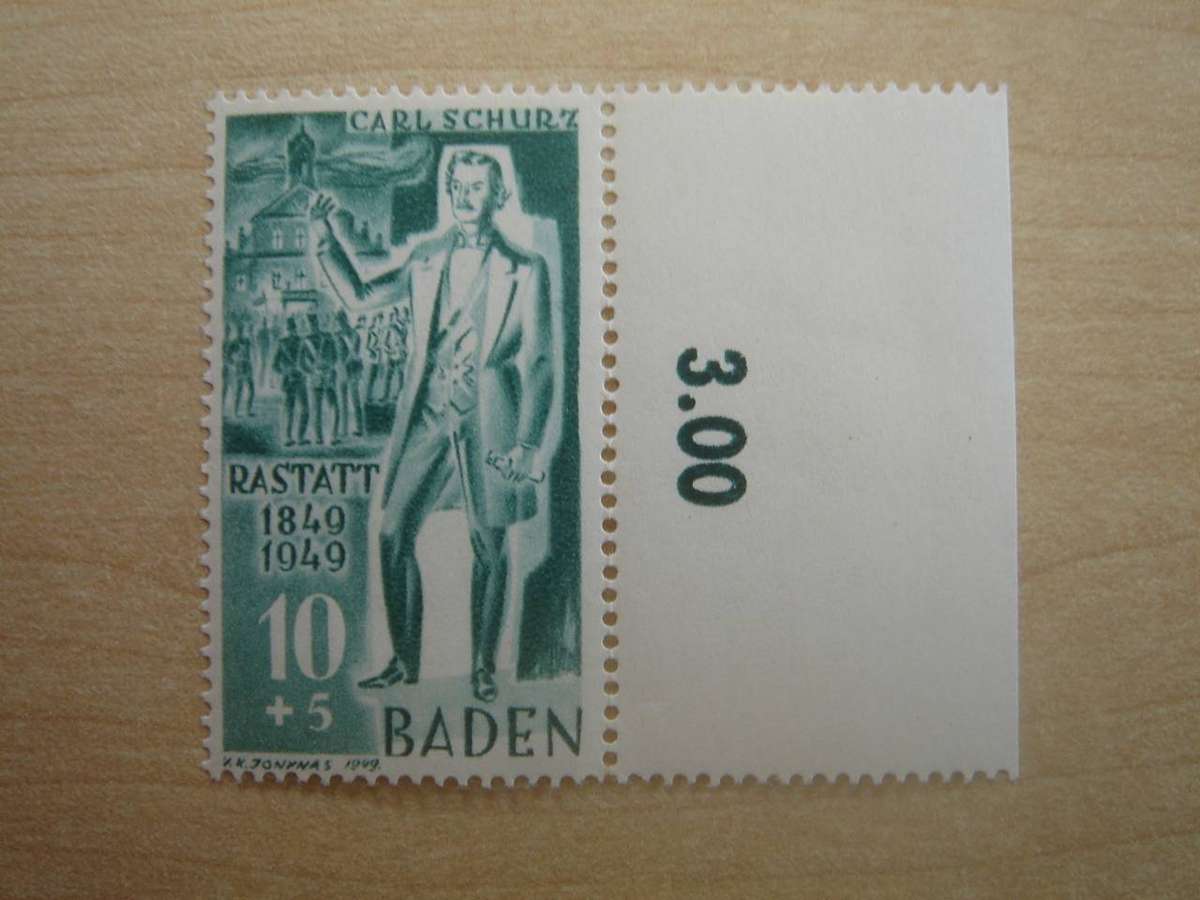 1949 FBZ - Baden MiNr 50 I MNH with border