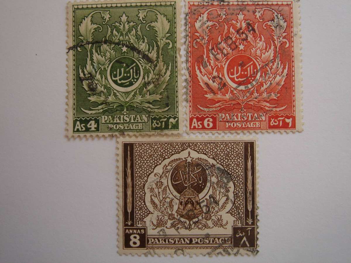 1951 Pakistan - 4th Independence Anniversary SG58-60 used, stamped