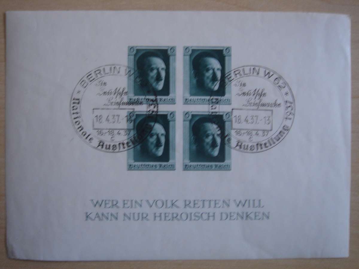 1937 Deutsches Reich MiNr 647 in Block 8 stamped in Berlin (not perforated)