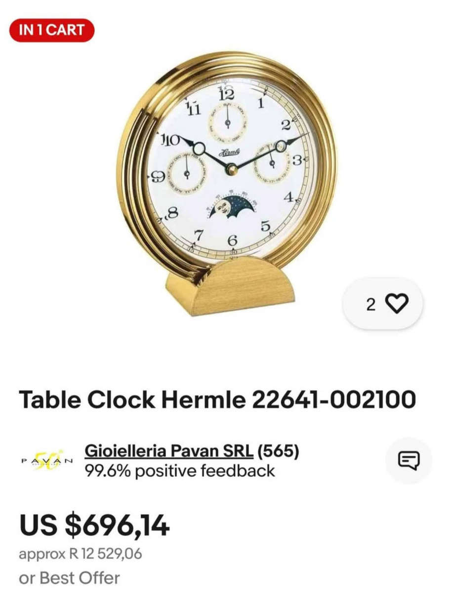 Brass Hermle Table Clock 22641-002100