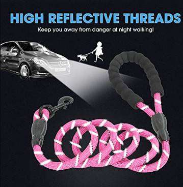 Premium, Robust Dog Leash/Lead - Extra-Thick Rope, Comfort-Grip Handle - 1.1m - Pink