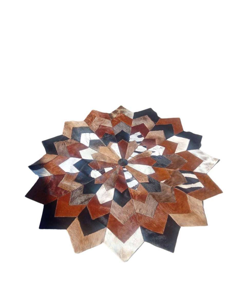 African Animal Hide Patchwork Area Rug - 1.3m