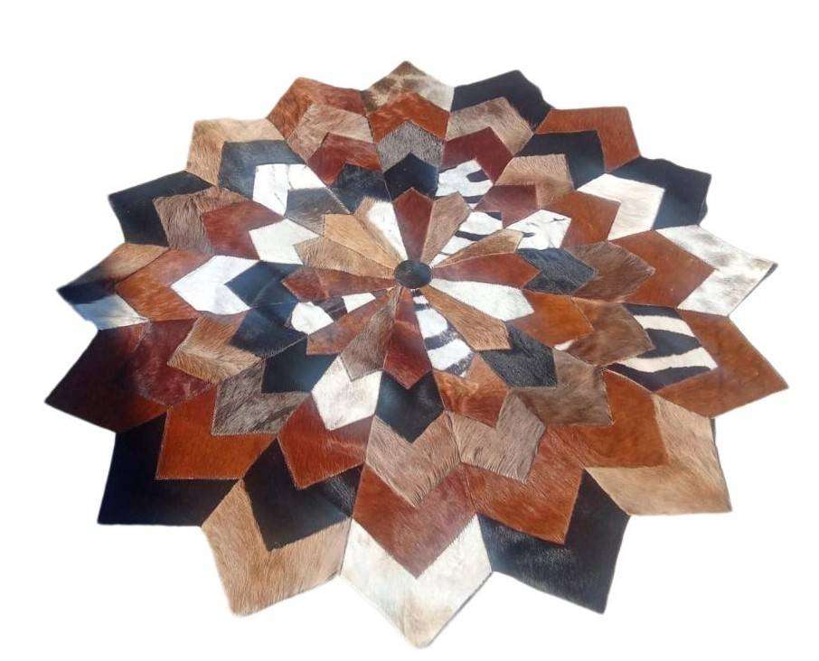 African Animal Hide Patchwork Area Rug - 1.3m