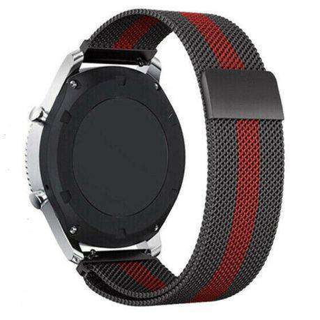 Milanese Watch Bracelet Strap for Smart Watch - 22mm  Black and Red