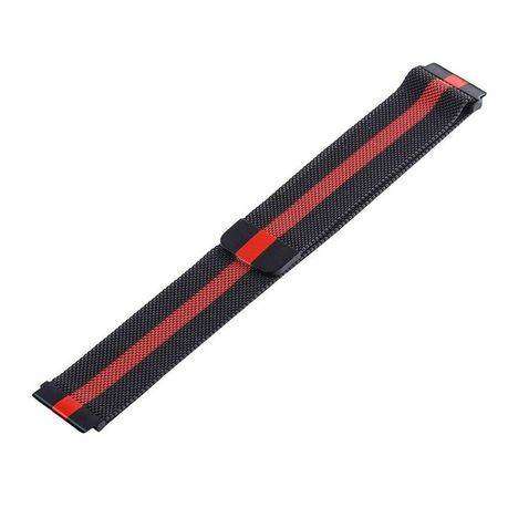Milanese Watch Bracelet Strap for Smart Watch - 22mm  Black and Red