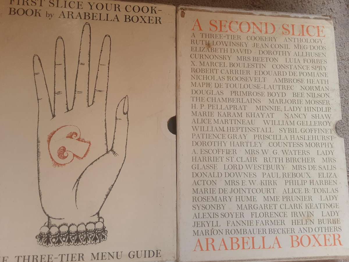 First Slice Your Cookbook and A Second Slice by Arabella Boxer in slipcases