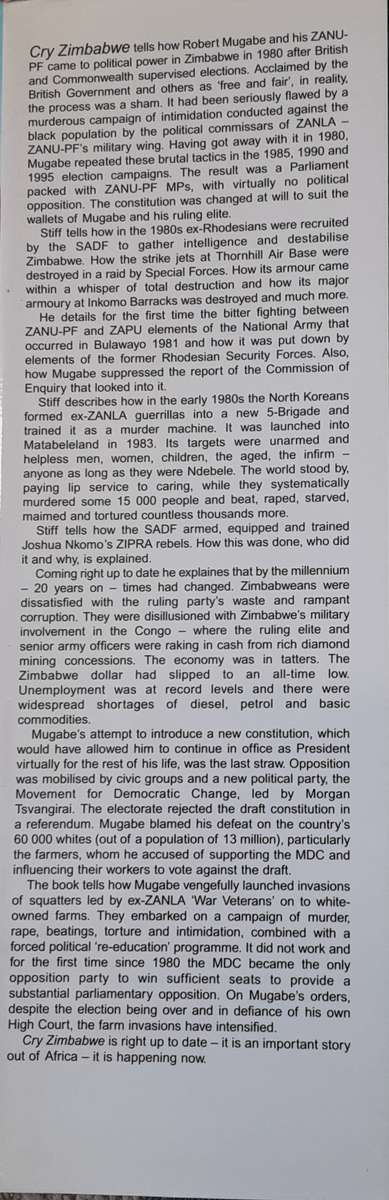 Cry Zimbabwe, Independence - Twenty Years On by Peter Stiff