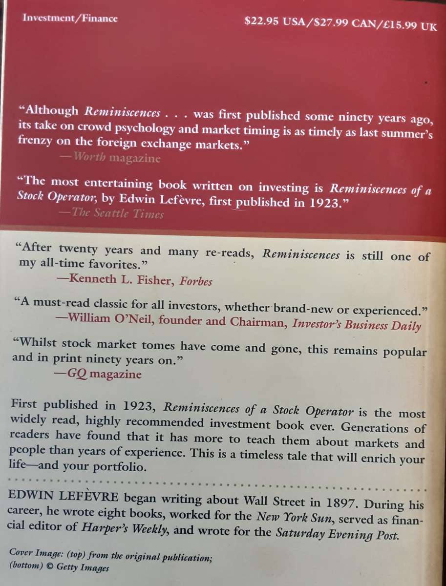 Reminiscences of a Stock Operator by Edwin Lefevre