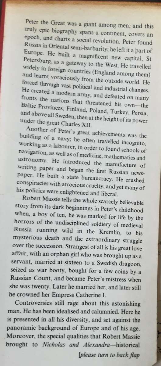 Peter The Great, His Life and World by Robert K Massie