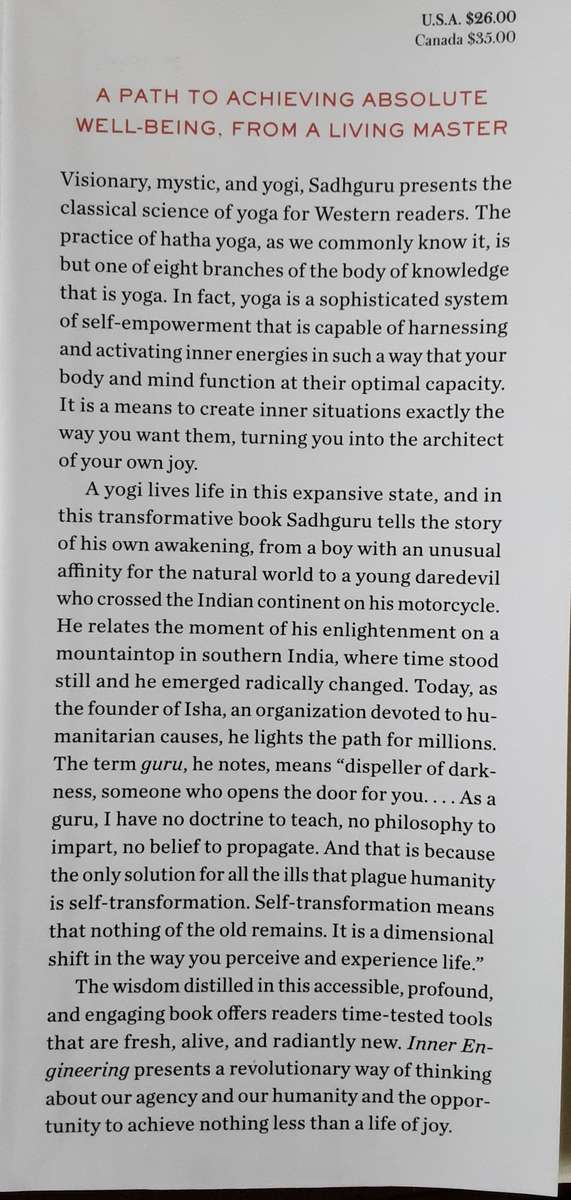 Inner Engineering A Yogi's Guide to Joy by Sadhguru