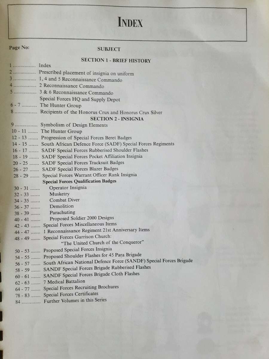 Badges and Insignia of Southern Africa vol 1 The SADF SANDF Special Forces Brigade by Matthysen & Hu
