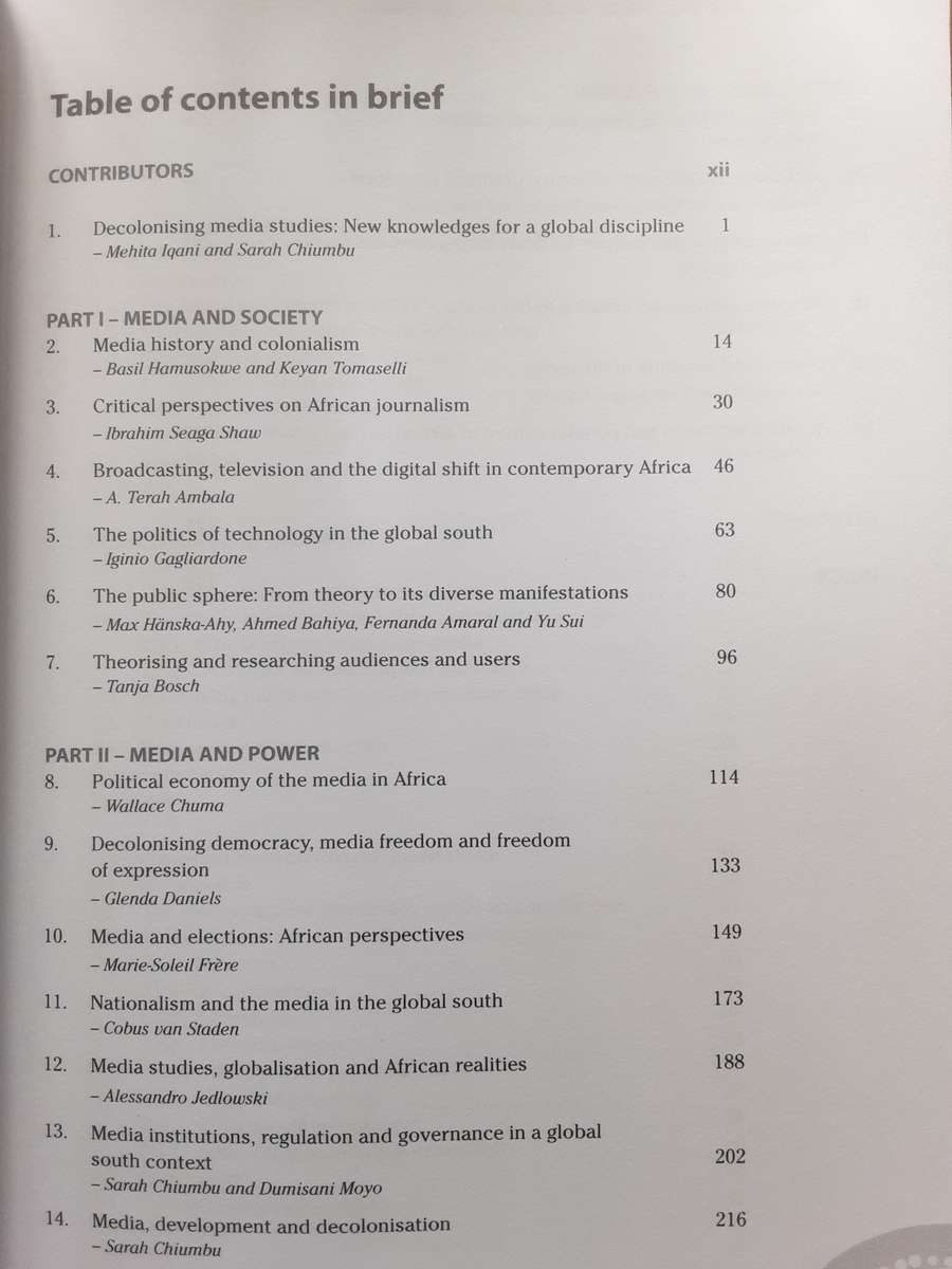 Media Studies Critical African and Decolonial Approaches by Chiumbu and Iqani