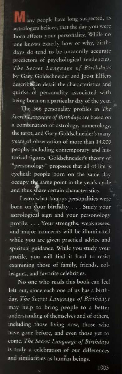 The Secret Language of Birthdays, Personology Guide by Goldschneider and Eiffers
