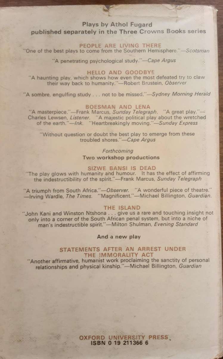 Three Port Elizabeth Plays by Athol Fugard