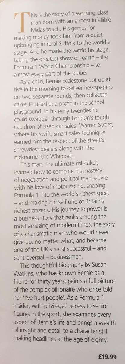 Bernie The Biography of Bernie Ecclestone by Susan Watkins