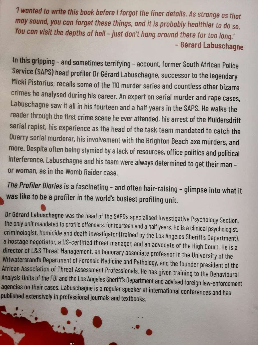 The Profiler Diaries volume 1 and 2 by Gerard Labuschagne