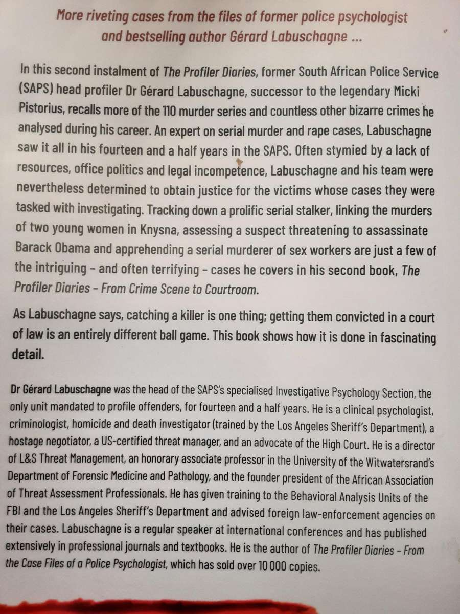 The Profiler Diaries volume 1 and 2 by Gerard Labuschagne