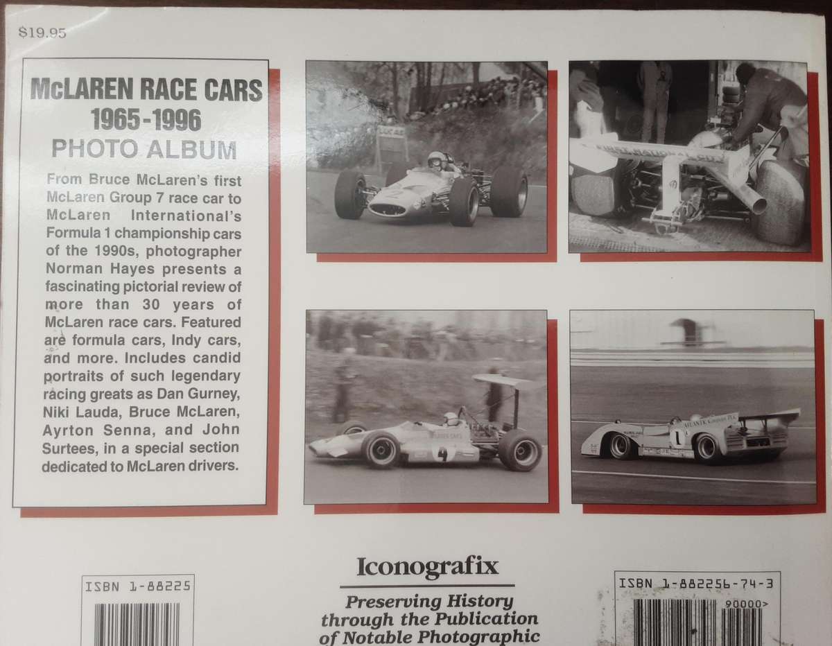 McLaren Race Cars 1965 1996 Photo Album edited by Norman Hayes