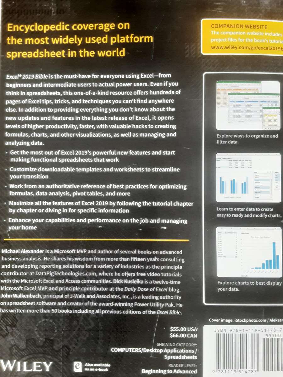Microsoft Excel 2019 Bible The Comprehensive Tutorial Resource by Wiley