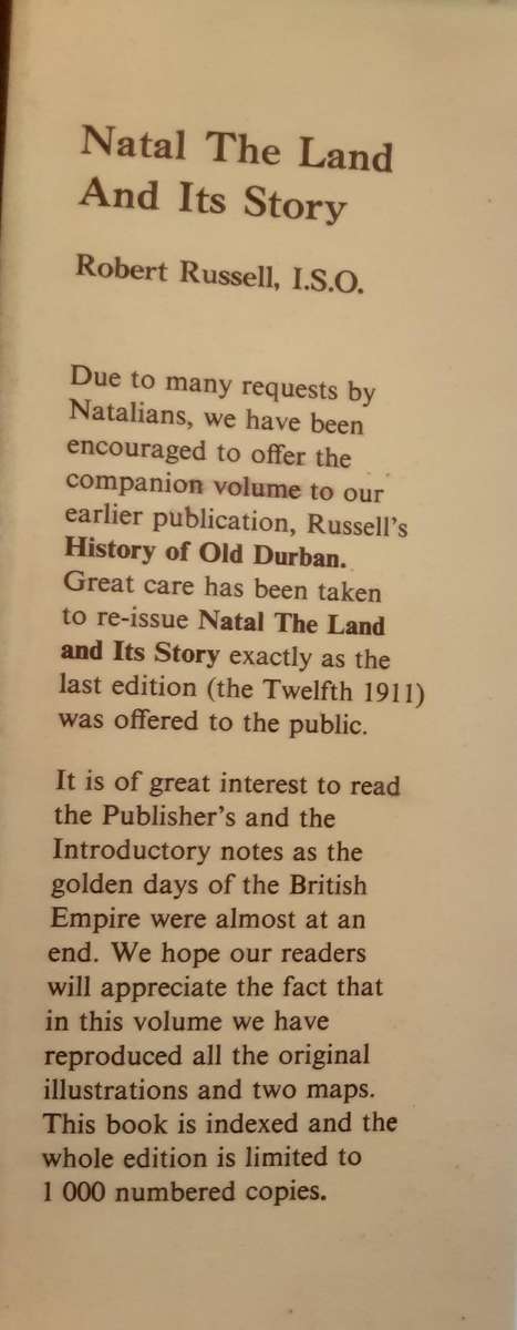 Natal The Land and Its Story  by Robert Russell **Limited edition nbr 784/1000***