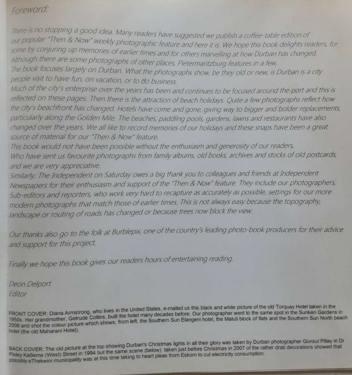 Durban Then and Now edited by Deon Delport