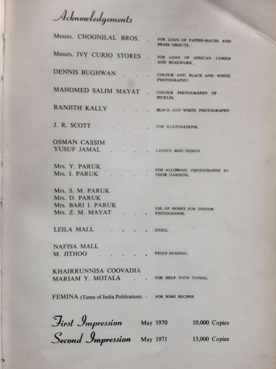 Indian Delights The Women's Cultural Group Book of Recipes on Indian Cookery by Zuleikha Mayat 1971