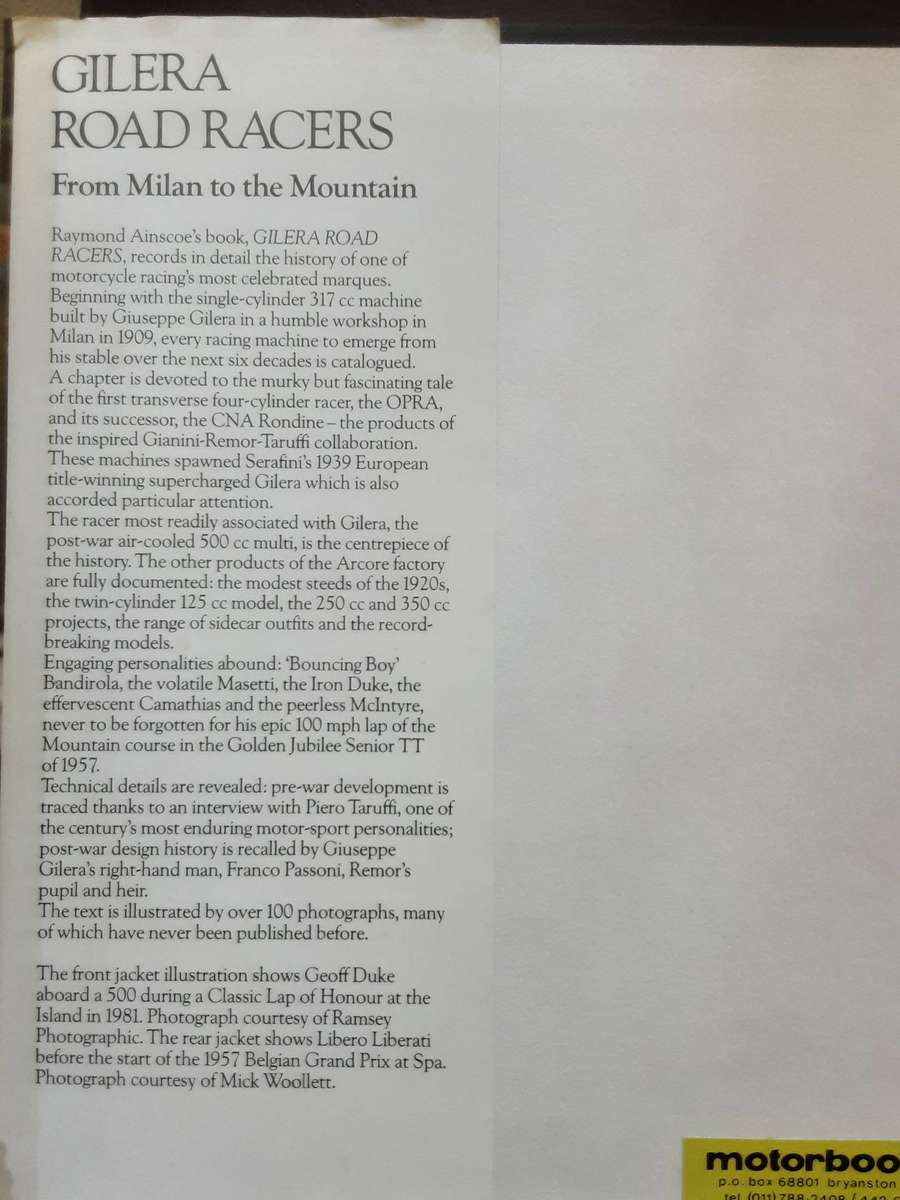 Gilera Road Racers From Milan to the Mountain by Raymond Ainscoe