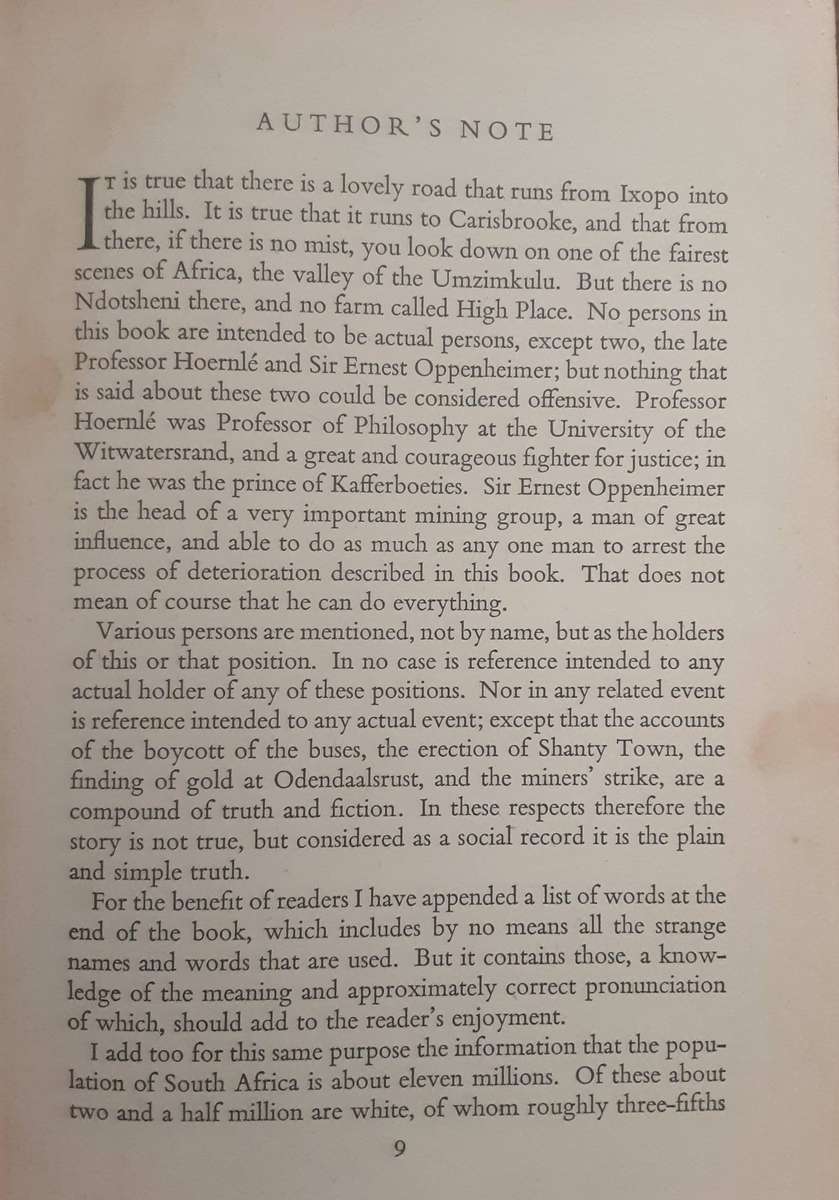 Cry,  The Beloved Country by Alan Paton ***First Edition ***