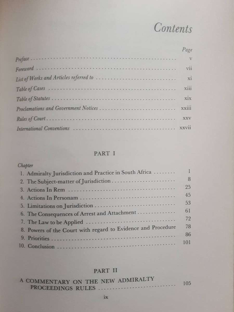 Admiralty Jurisdiction And Practice in South Africa by D J Shaw QC ***Signed Copy ***