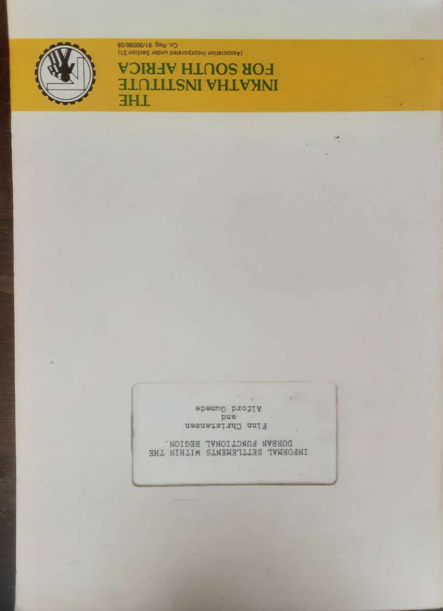 Informal Settlements Within the Durban Functional Region by Finn Christensen & Alford Gumede