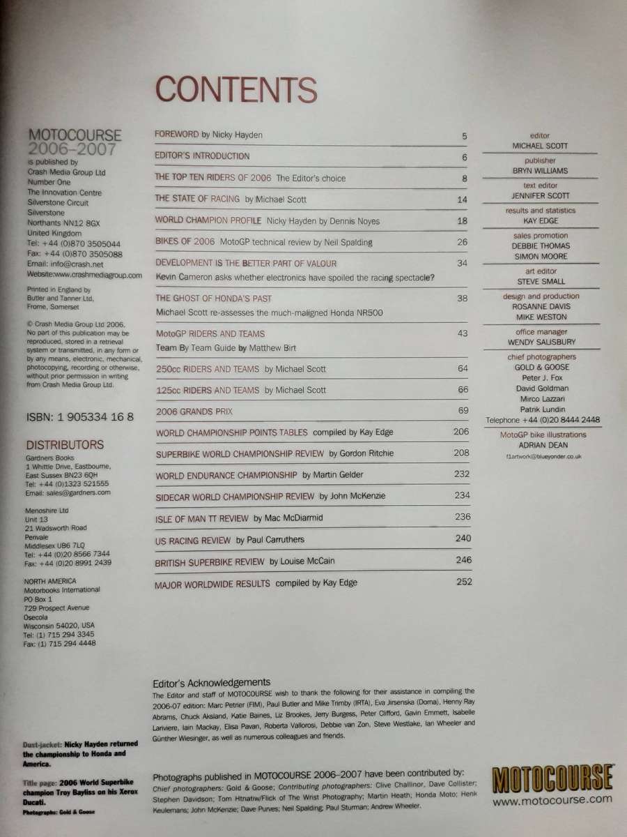 Motocourse 2006-2007 31st Year of Publication CMG Publishing